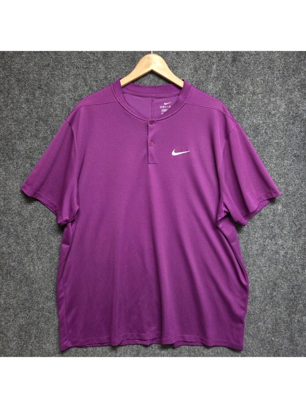 Nike Polo Shirt Men 2XL Purple Golf Victory Blade Collar Henley Casual